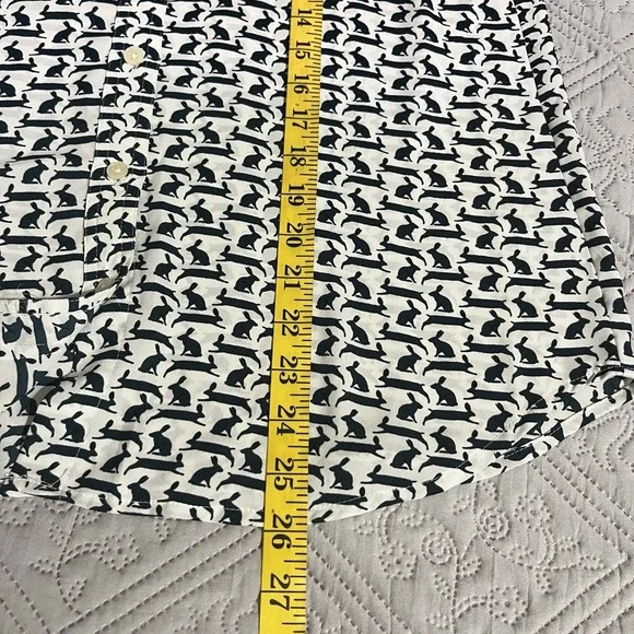 ANN TAYLOR LOFT Rabbit Pattern  Roll Tab Long Sleeve Woman's Blouse Size S - Picture 5 of 6